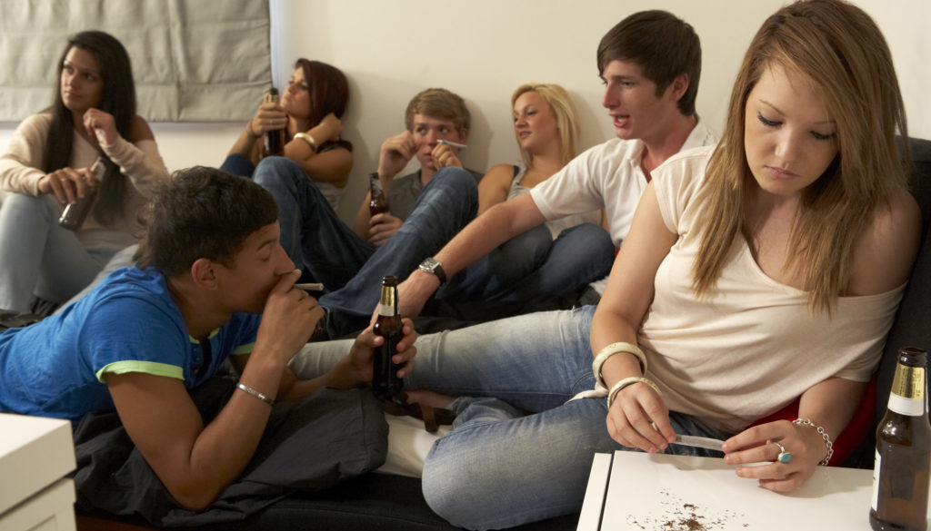 Teenagers drinking and smoking